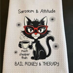 New - Handmade - Sarcasm & Attitude Cat Microfiber‎ Display Towel
